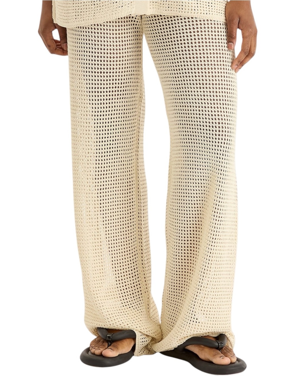 Good American NWT Ecru Drawstring Crochet Cover Up Pants Sz Med